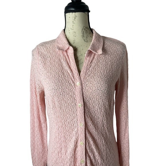 J. Jill Stretch Lace Pink Long Sleeve Button Down Shirt Size Small‎ - Picture 2 of 6